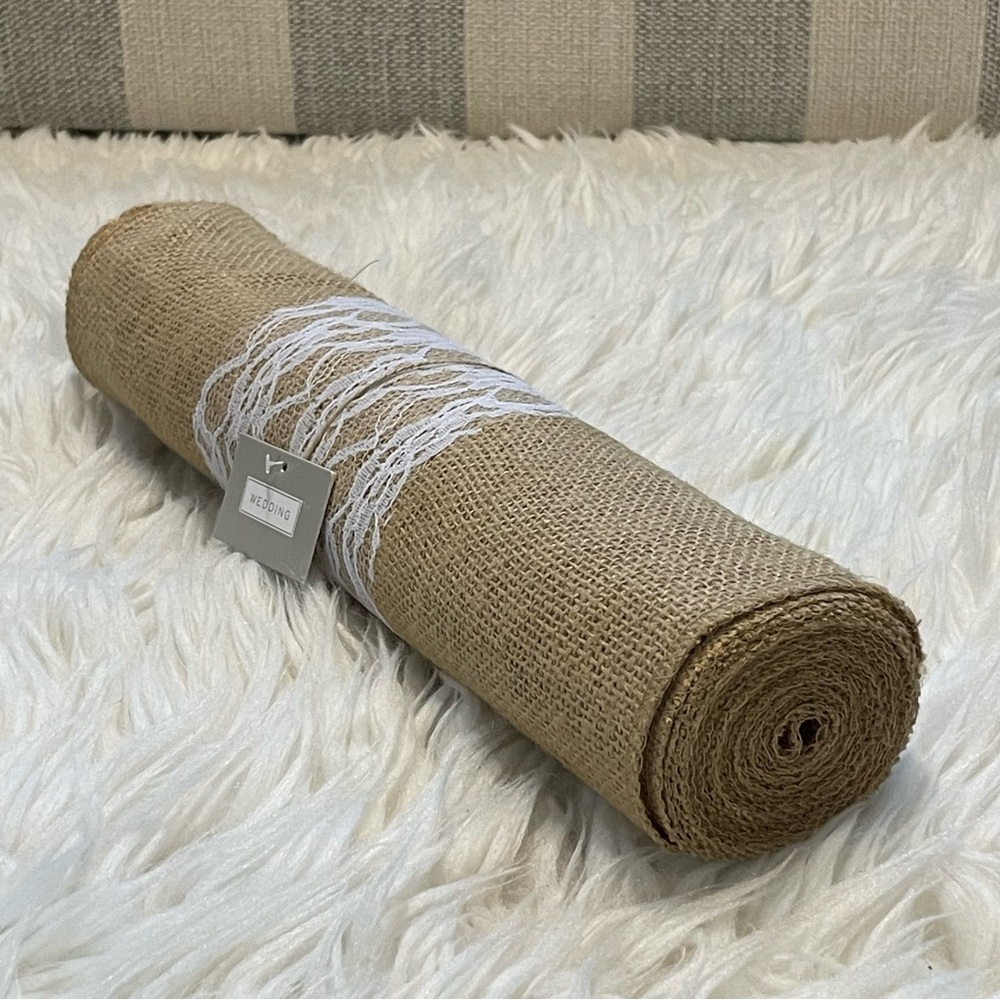 Burlap & Lace Table Runner/Wide Ribbon - NWT!